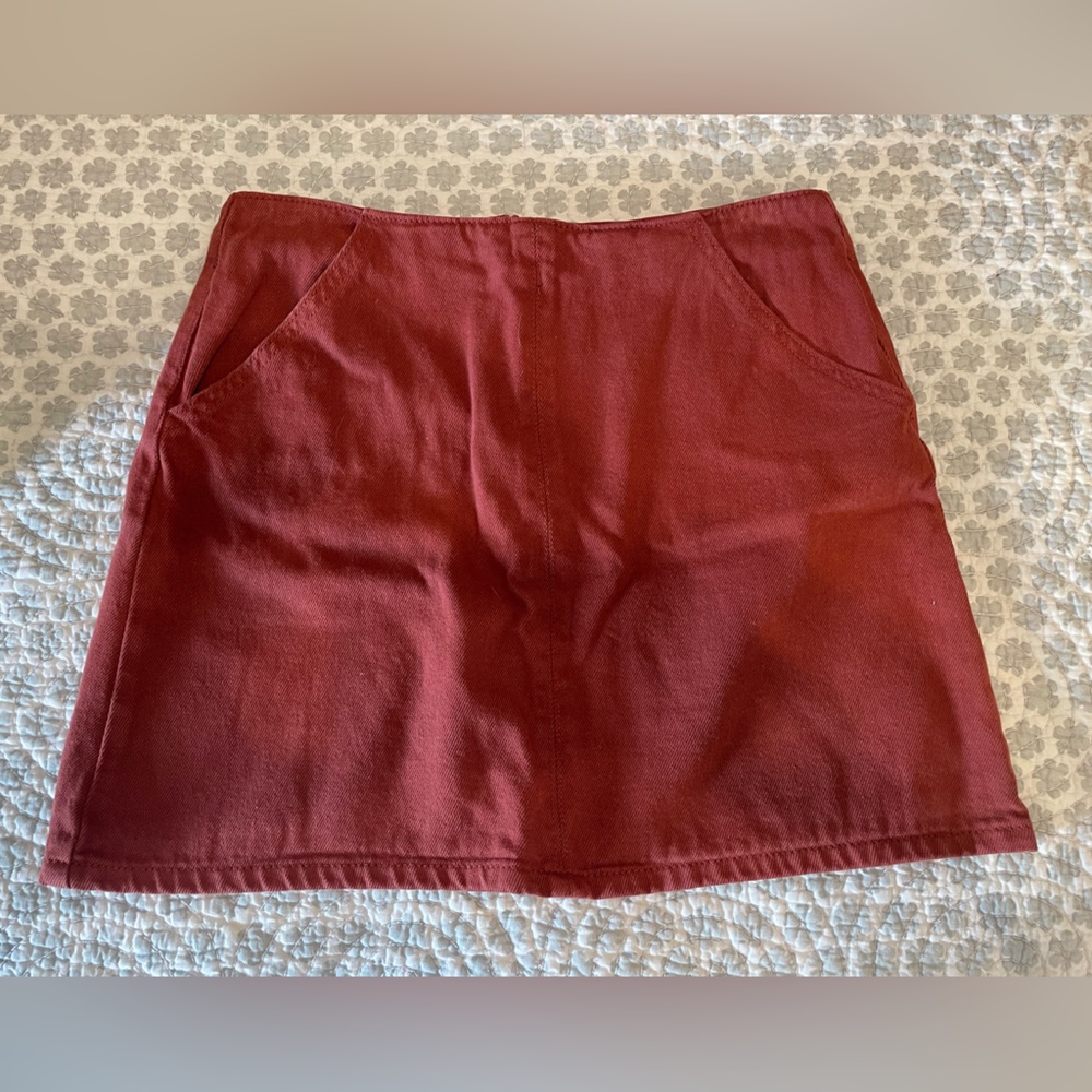 Brick Red Denim Skirt